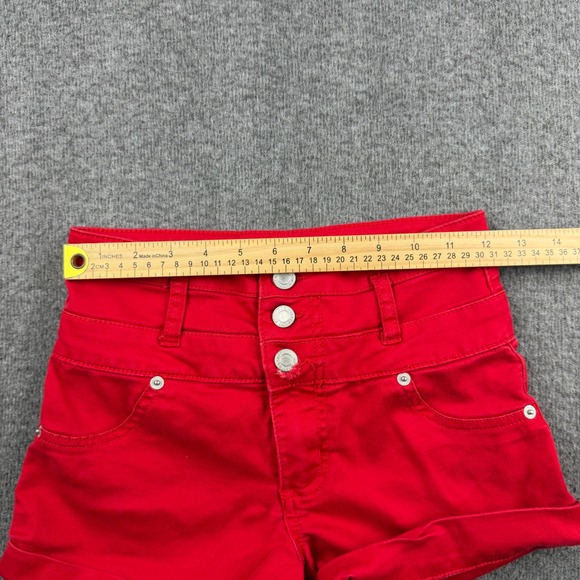 Mossimo Red High Rise Triple Button Cuffed Shorts Womens Size 2/26 - Picture 3 of 9